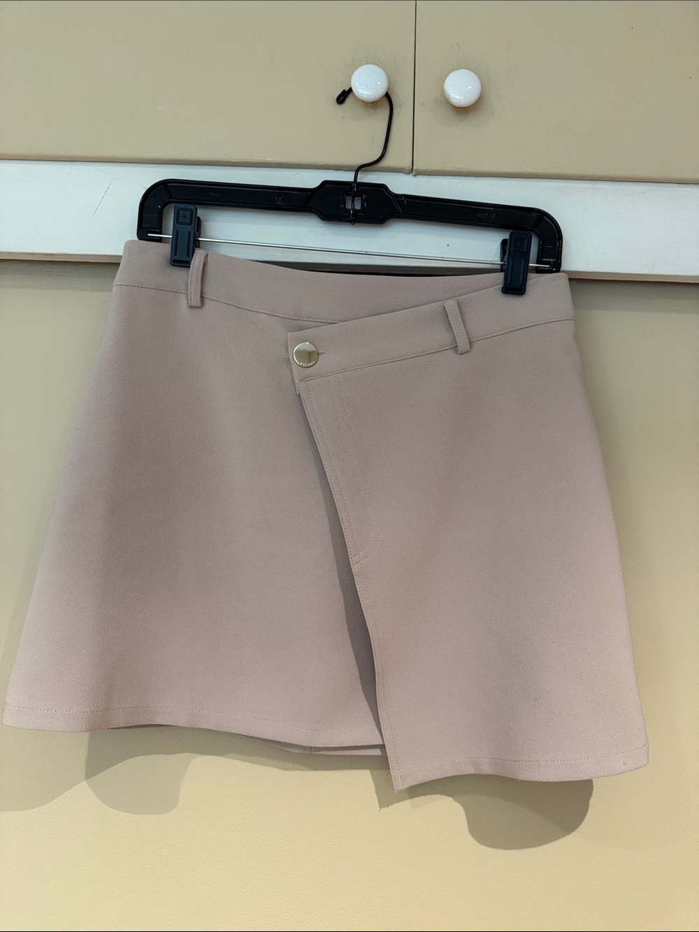 Blush Asymmetric Wrap Mini Skirt